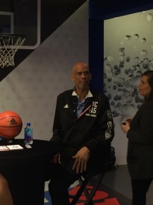 NBA Legend, Kareem Abdul-Jabaar signs autographs at the Adidas store in SoHo on Friday, February 13.